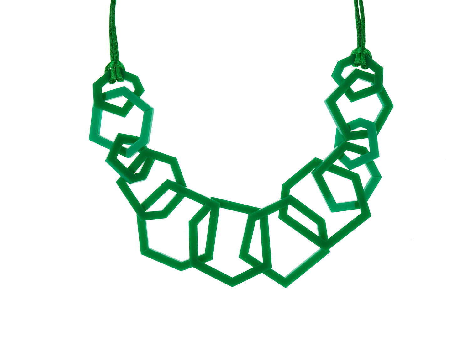 Emerald Green Geometric Statement Acrylic Necklace.