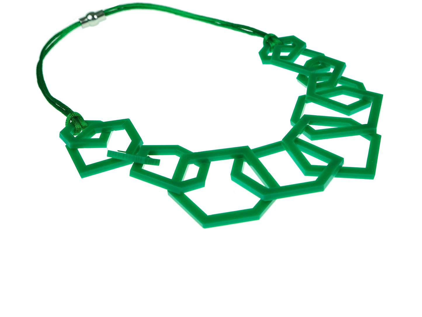 Emerald Green Geometric Statement Acrylic Necklace.