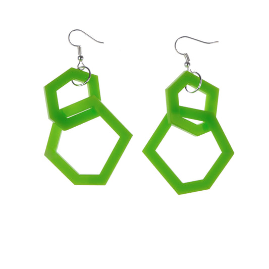 Lime Green Geometric Acrylic Drop Earrings