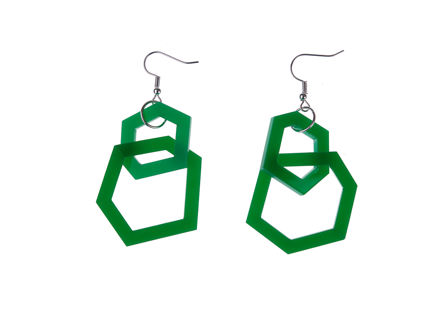 Emerald Green Geometric Acrylic Drop Earrings (Copy)