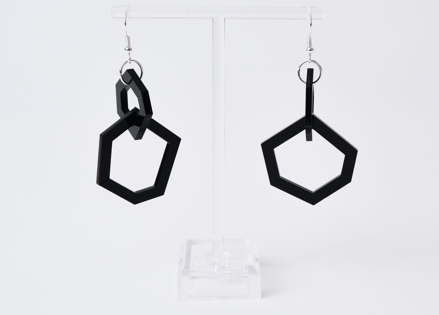 Black Geometric Acrylic Drop Earrings