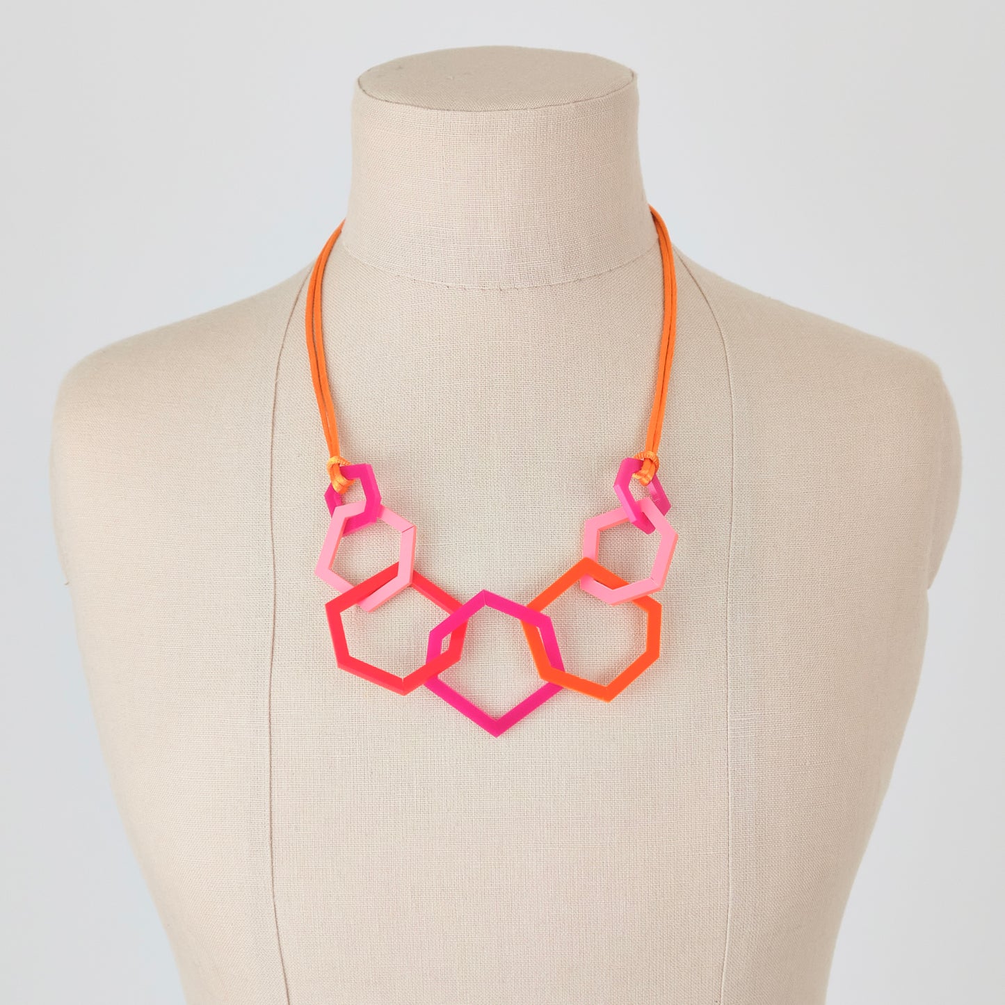 Red, Pink and Orange Geometric Acrylic Necklace