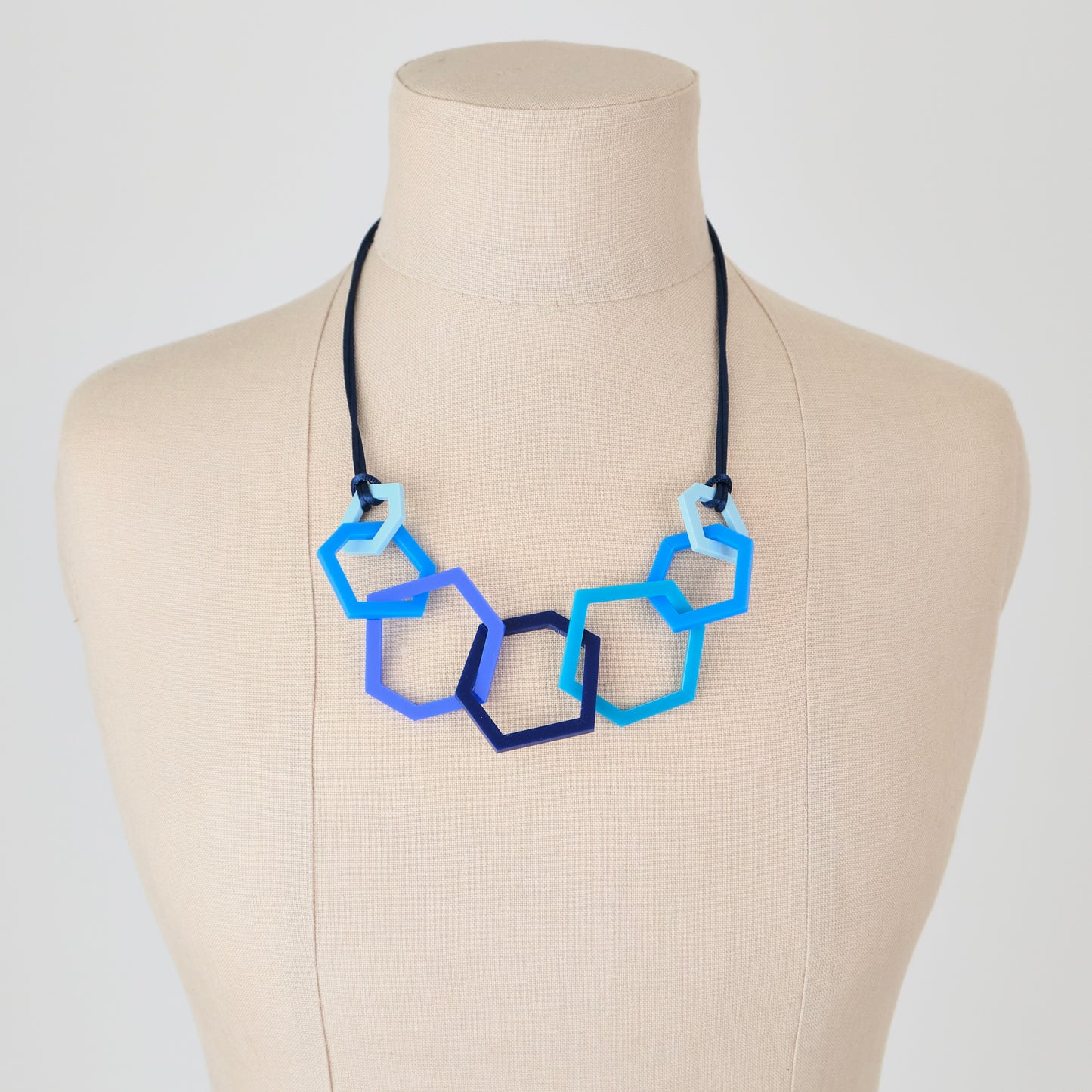 Navy, Royal, Turquoise Geometric Acrylic Necklace (Copy)