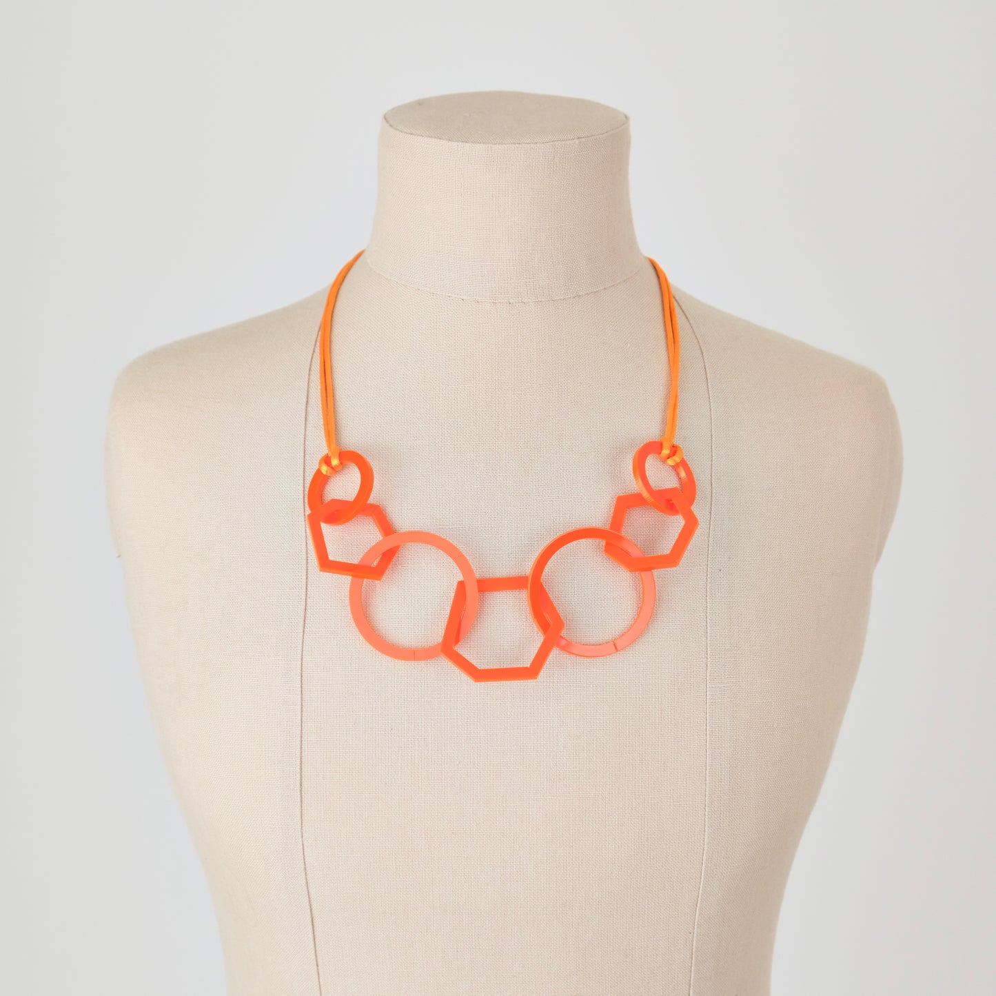 Orange Circle and Hexagon Link Acrylic Necklace. (Copy)