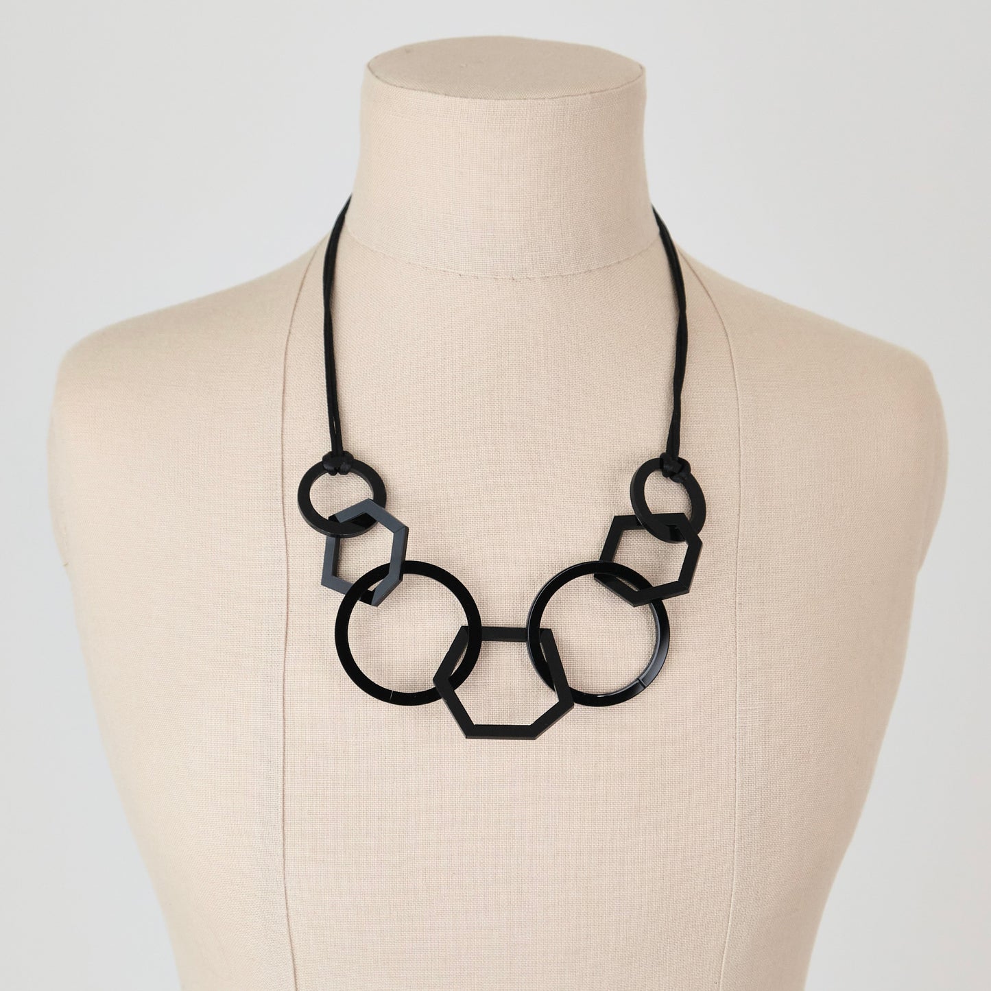 Black Circle and Hexagon Link Acrylic Necklace. (Copy) (Copy)