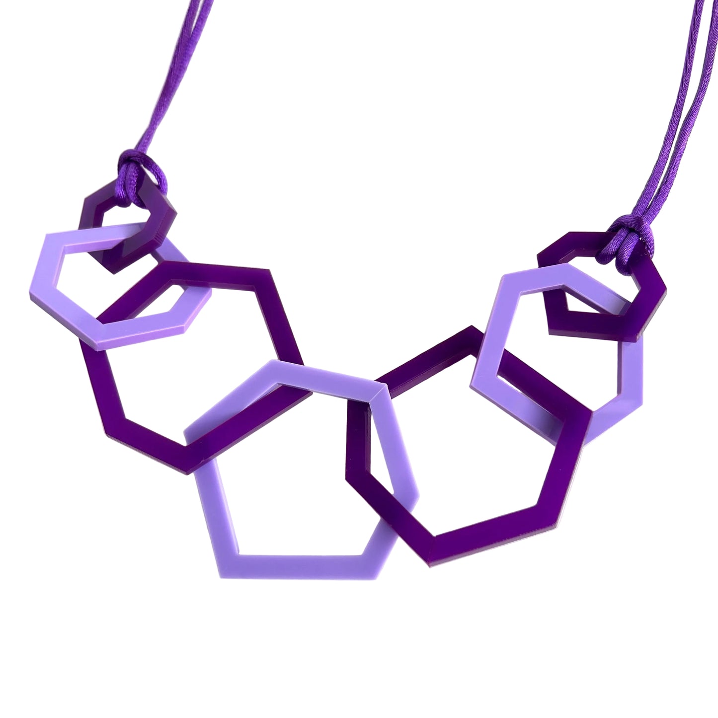 Purple and Lilac Hexagon Acrylic Necklace. (Copy) (Copy)