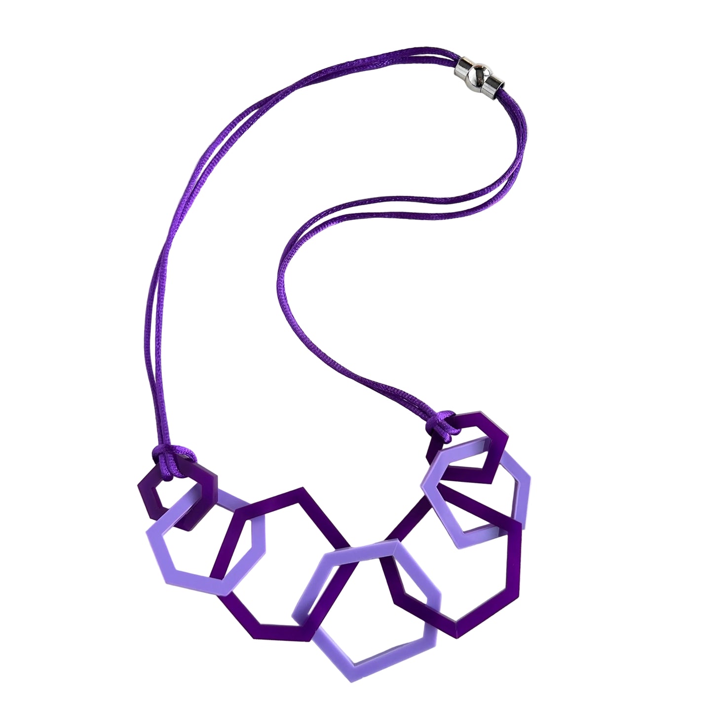 Purple and Lilac Hexagon Acrylic Necklace. (Copy) (Copy)