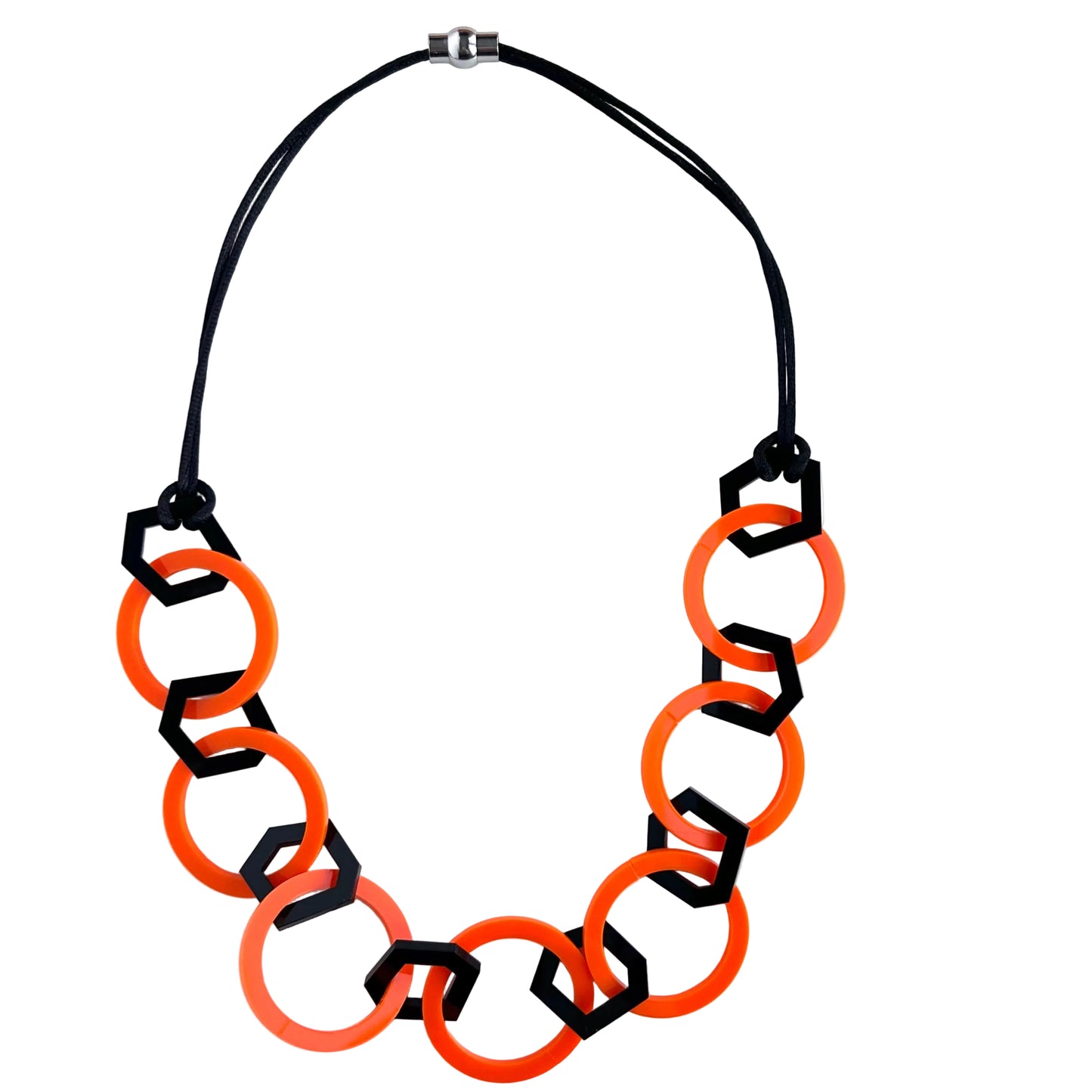 Orange and Black Geometric Acrylic Chain Necklace. (Copy)