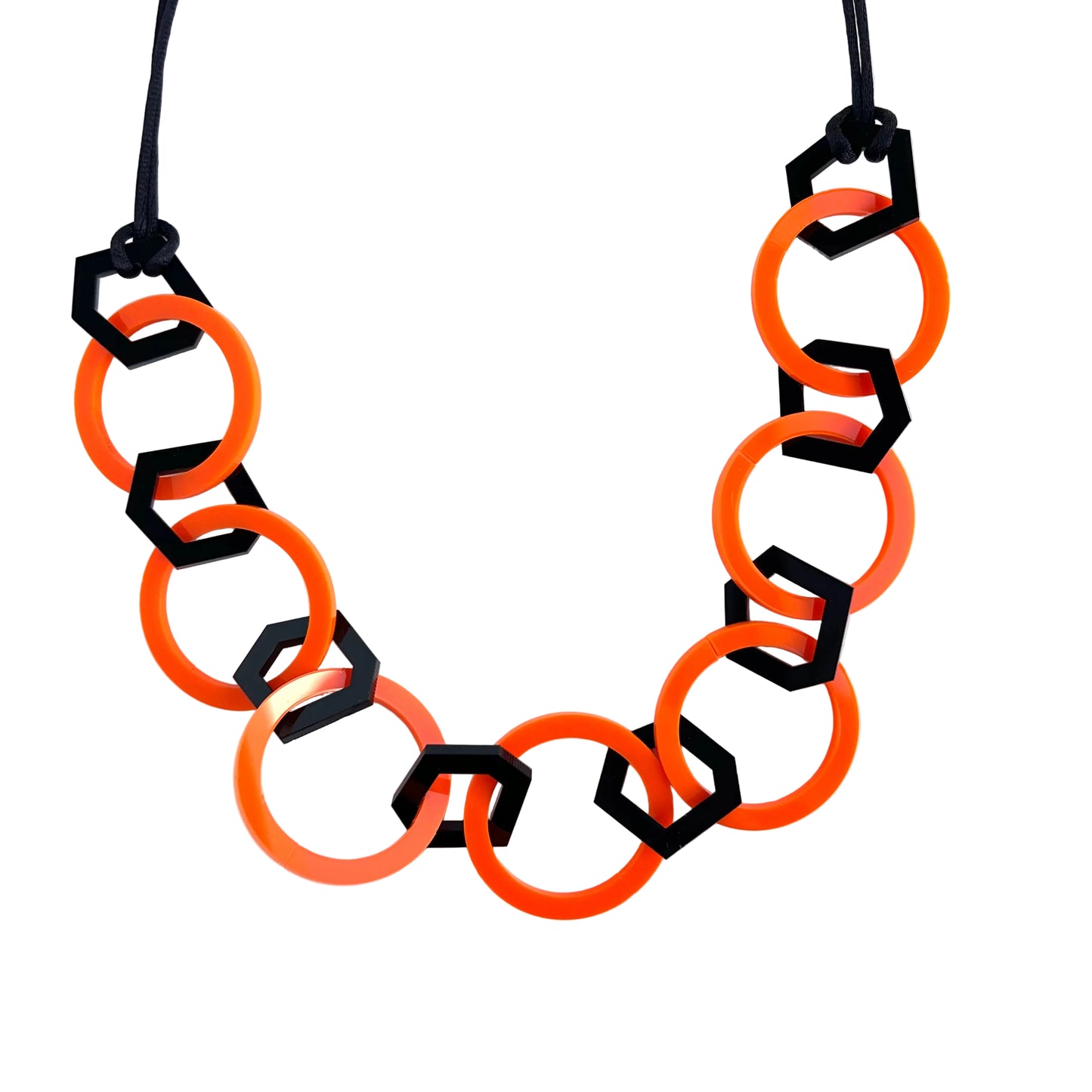 Orange and Black Geometric Acrylic Chain Necklace. (Copy)
