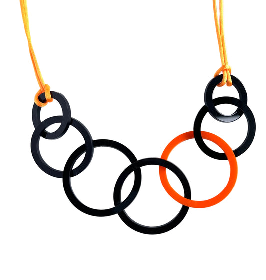 Orange Acrylic Circle Necklace.