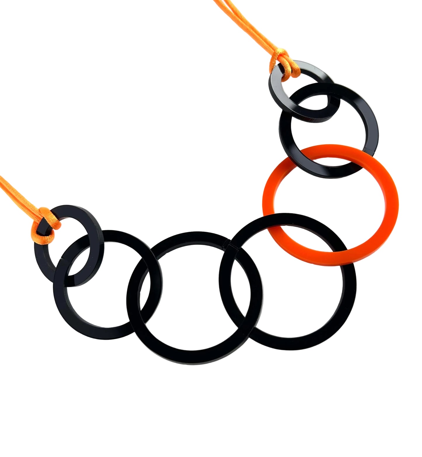 Black and Orange Acrylic Circle Necklace (Copy) (Copy)