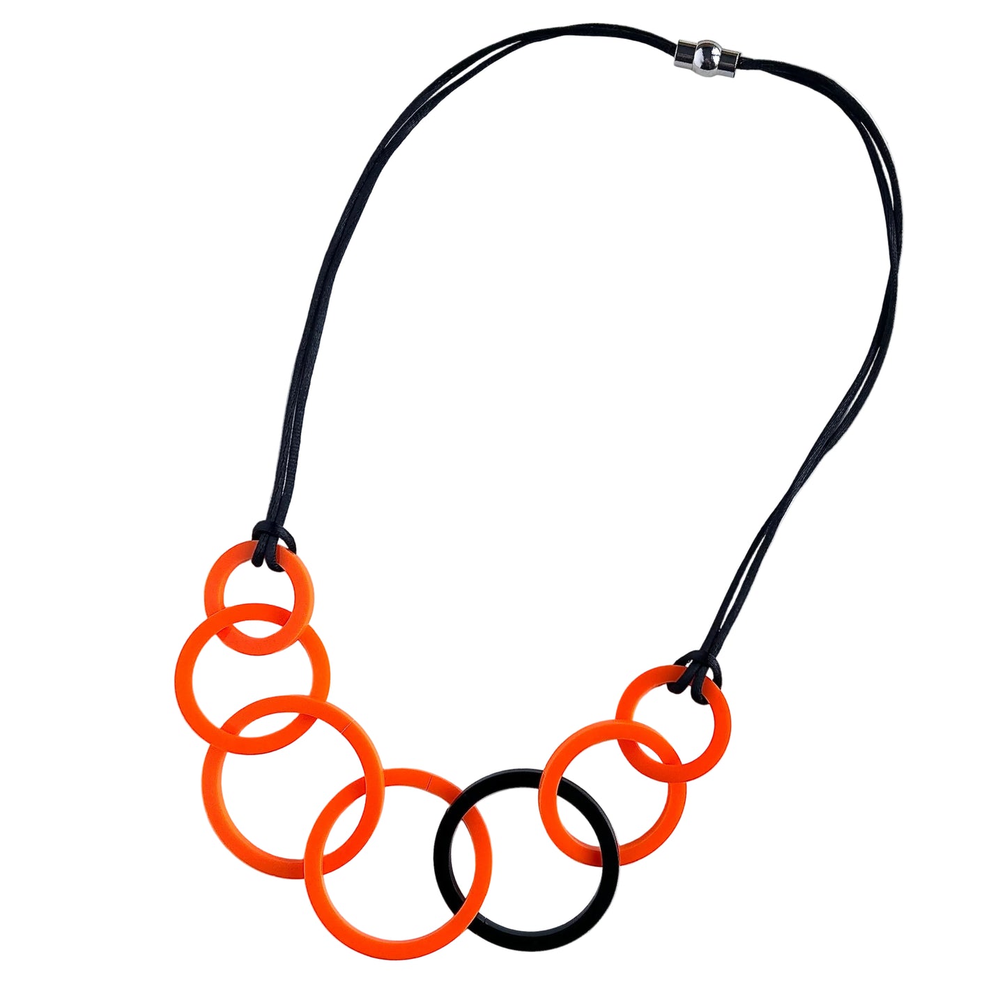 Bright Orange and Black Acrylic Circle Necklace. (Copy)