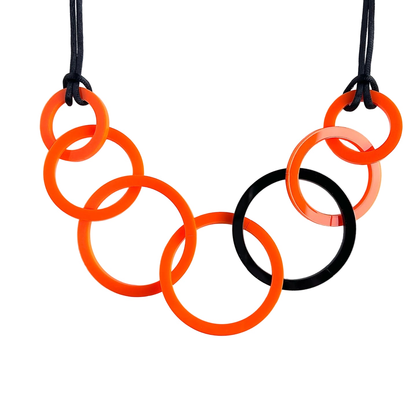 Bright Orange and Black Acrylic Circle Necklace. (Copy)
