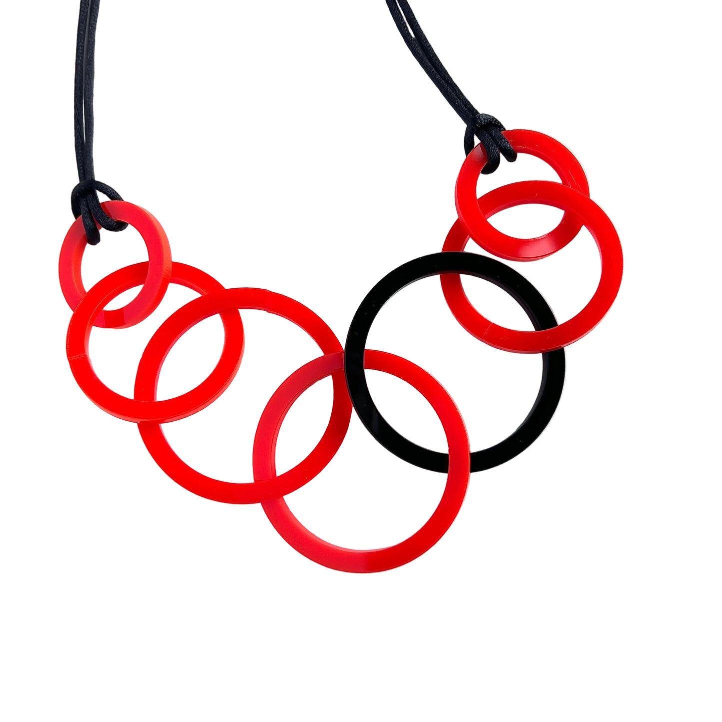 Red and Black Acrylic Circle Necklace. (Copy) (Copy)