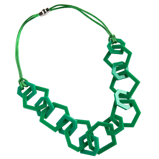 Emerald Green Acrylic Chain Necklace.
