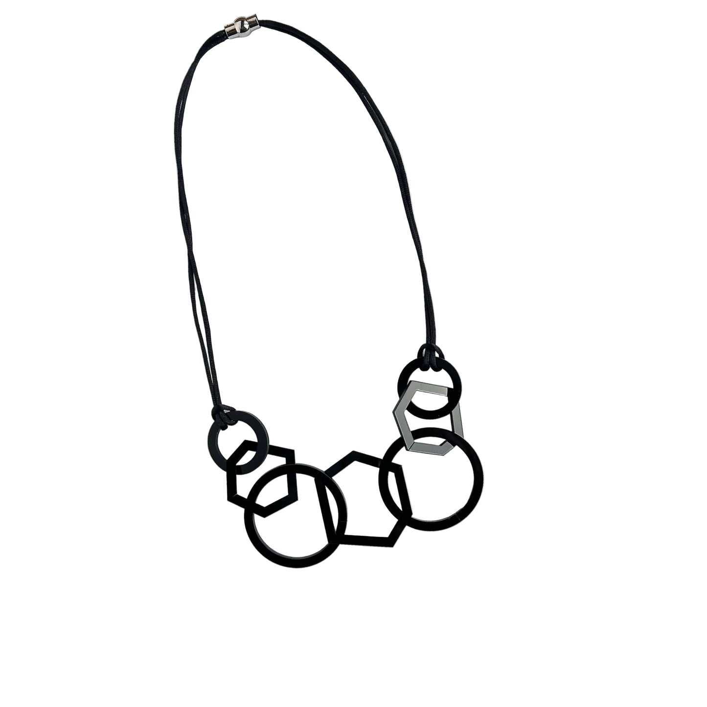 Black Circle and Hexagon Link Acrylic Necklace. (Copy) (Copy)