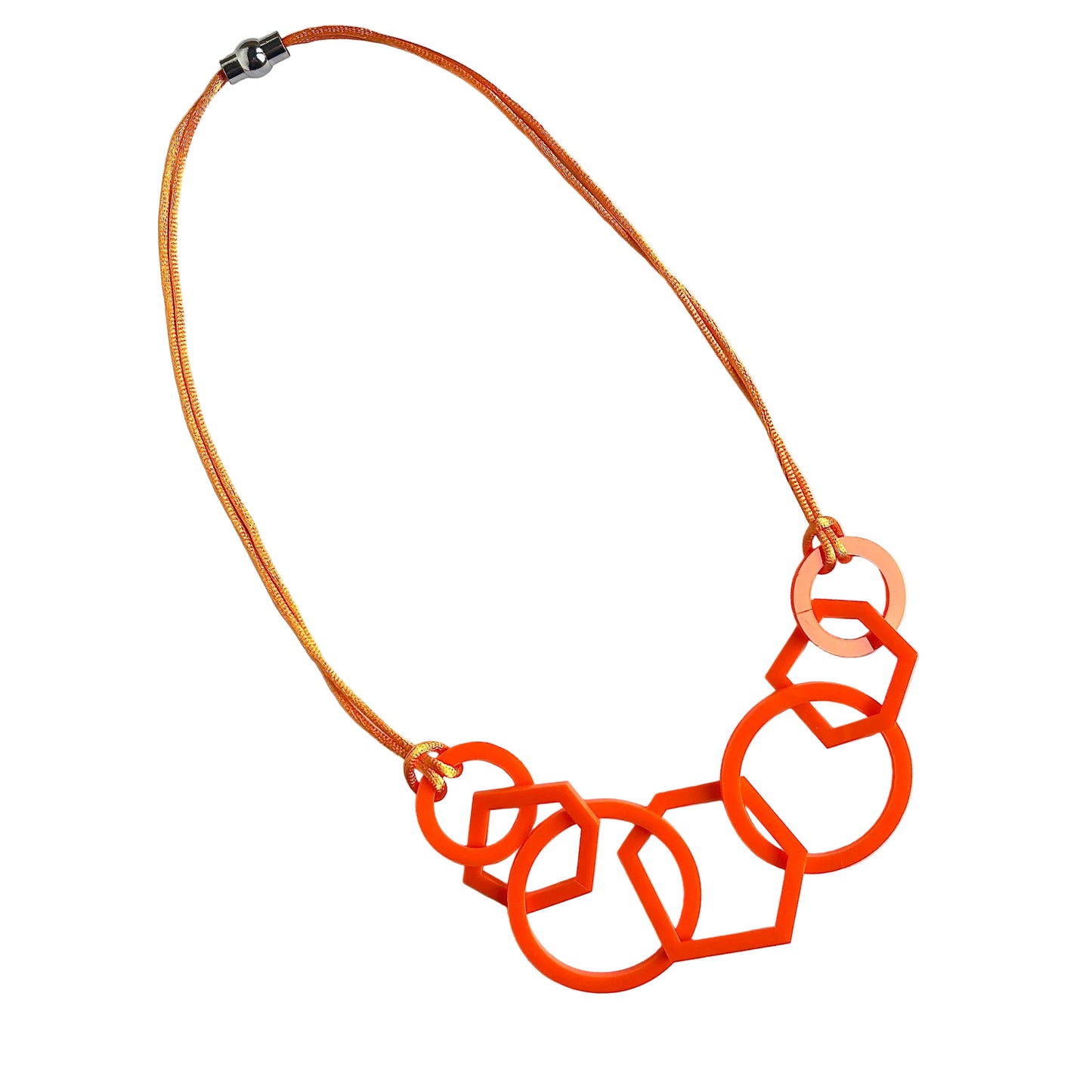 Orange Circle and Hexagon Link Acrylic Necklace. (Copy)