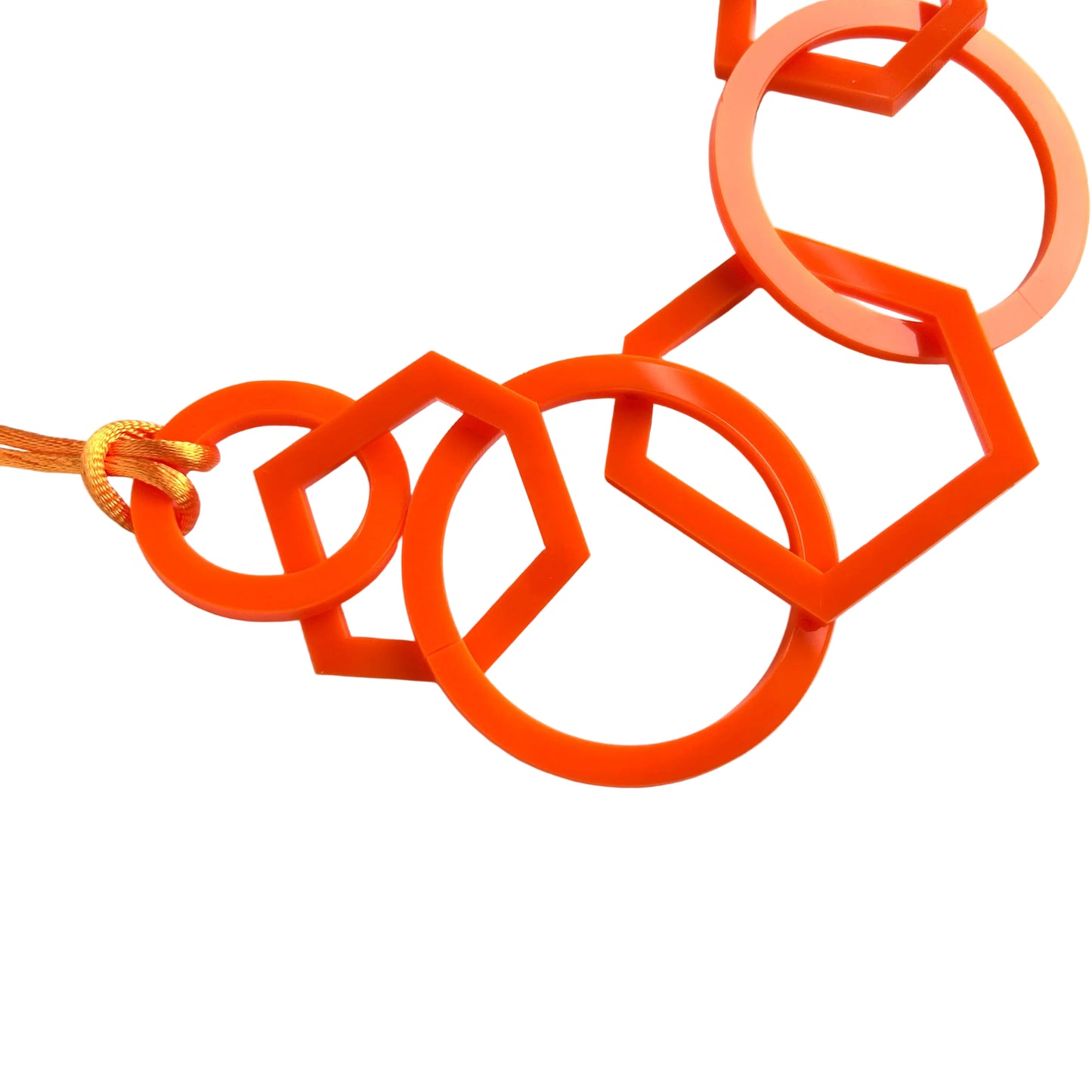 Orange Circle and Hexagon Link Acrylic Necklace. (Copy)