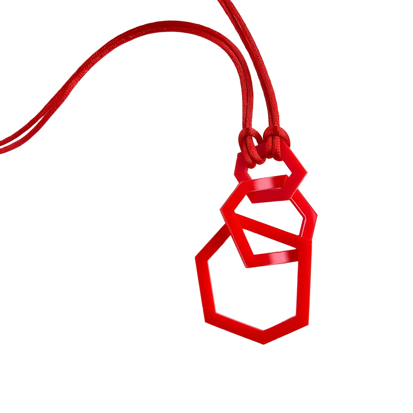 Red Acrylic Hexagon Pendant Necklace (Copy) (Copy)