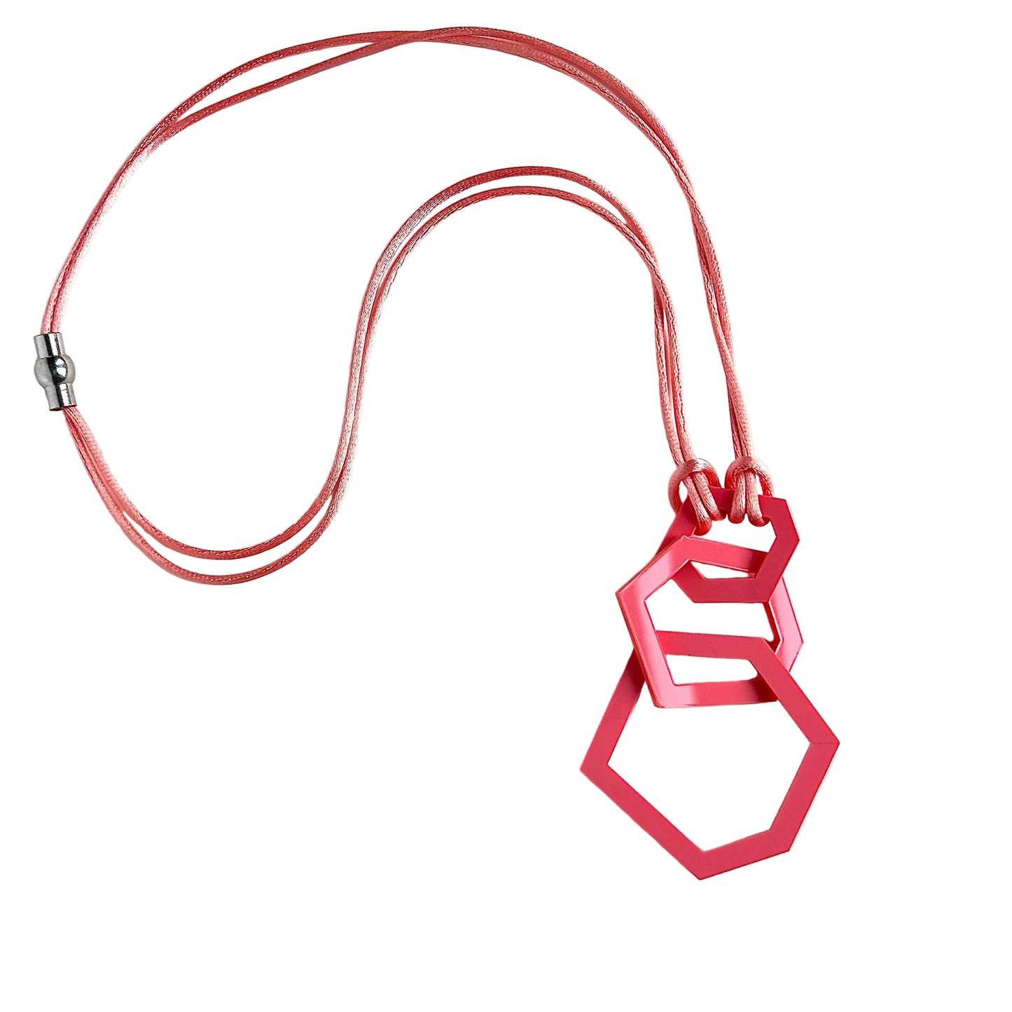 Coral Pink Acrylic Hexagon Pendant Necklace (Copy) (Copy) (Copy)