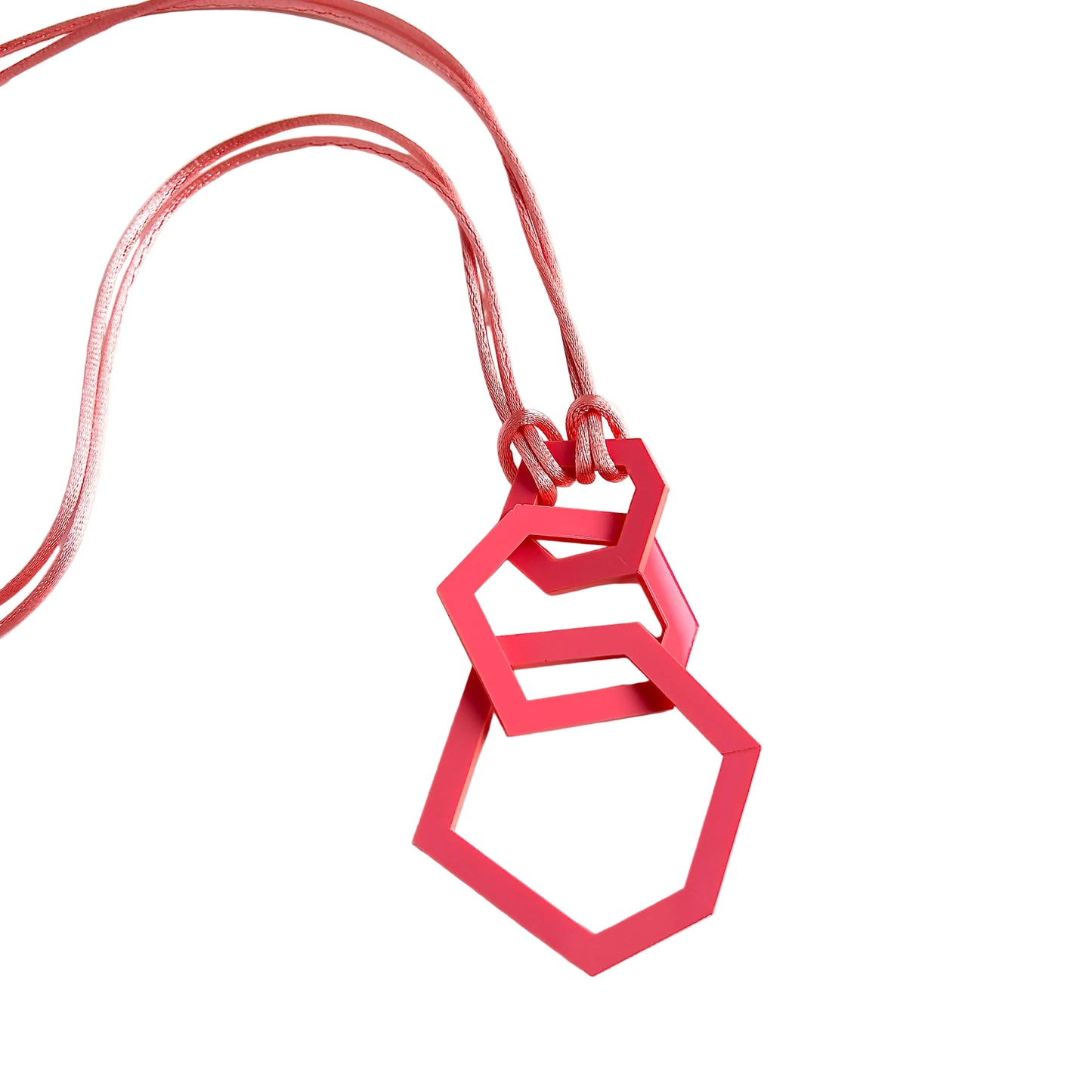 Coral Pink Acrylic Hexagon Pendant Necklace (Copy) (Copy) (Copy)