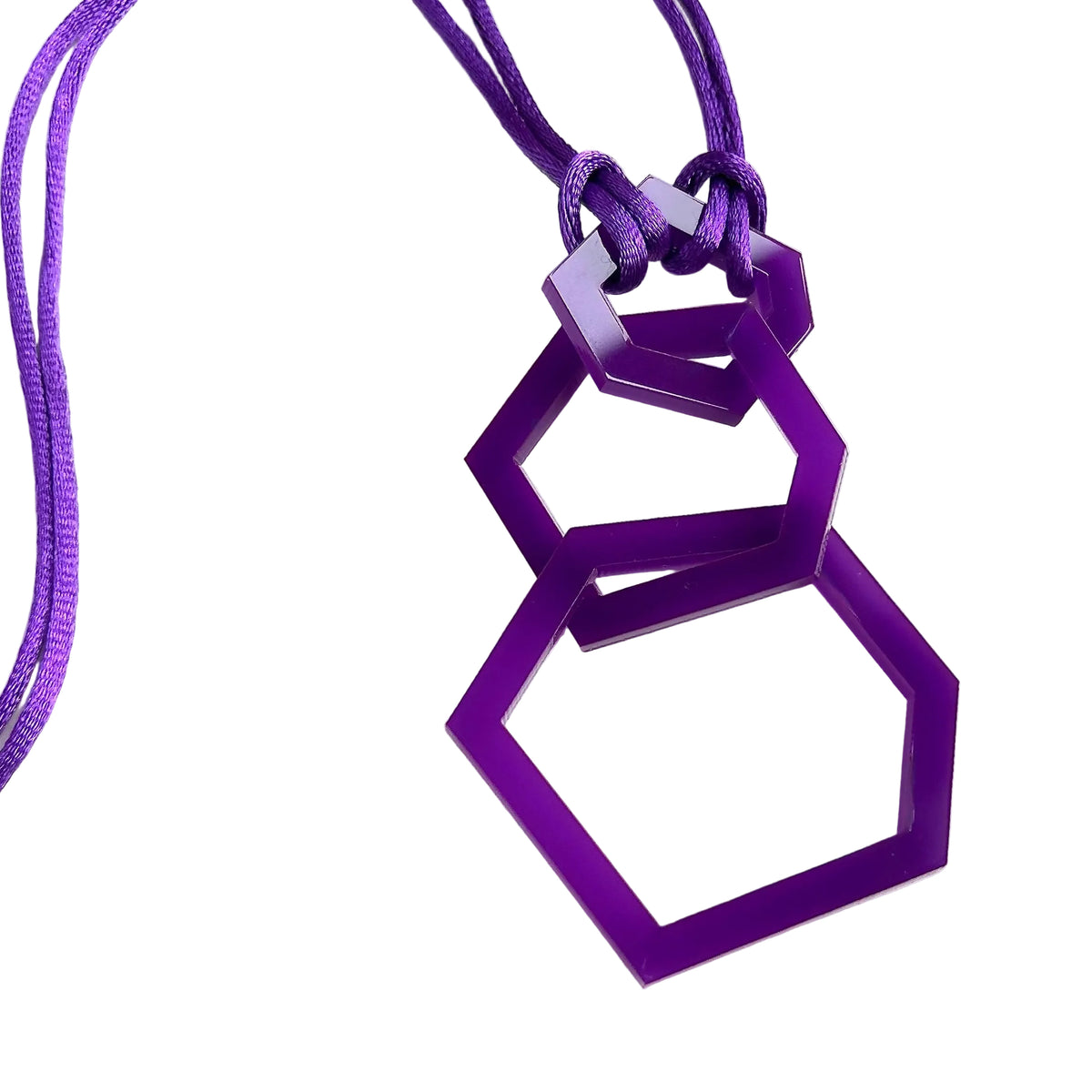Purple Acrylic Hexagon Pendant Necklace