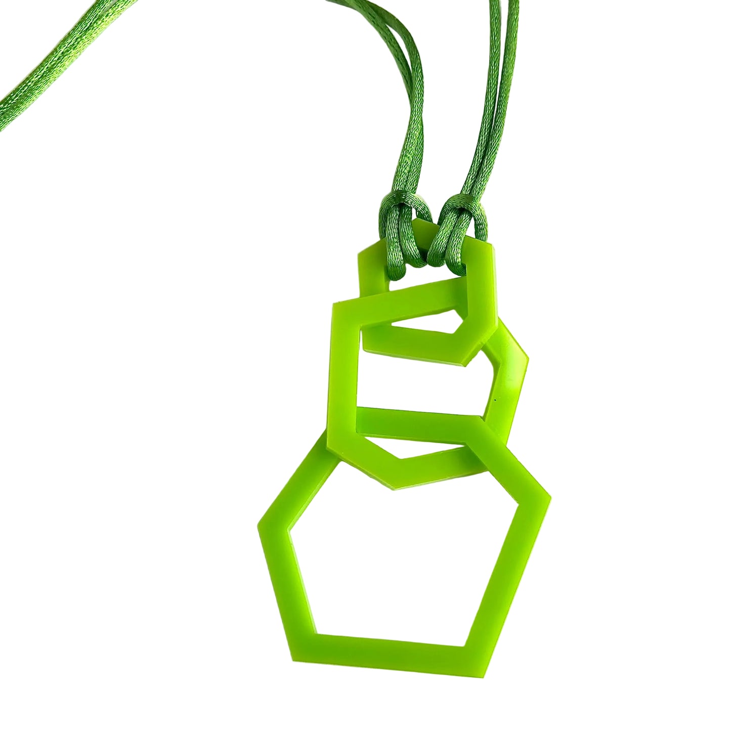 Lime Green Acrylic Hexagon Pendant Necklace (Copy) (Copy)