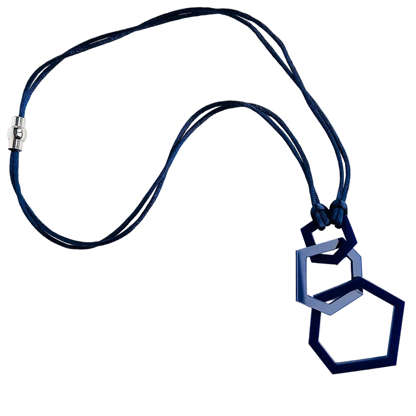 Navy Blue Acrylic Hexagon Pendant Necklace (Copy) (Copy)