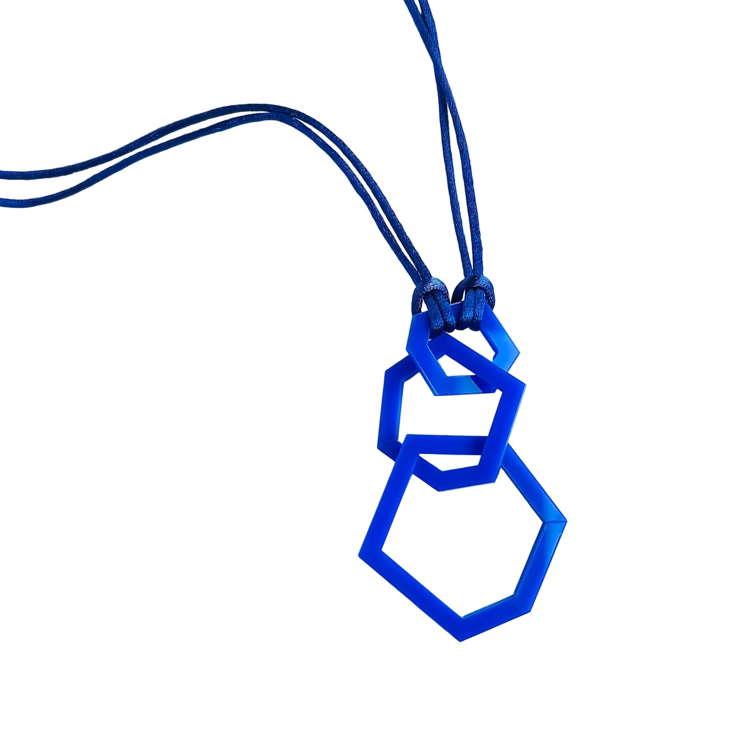 Royal Blue Acrylic Hexagon Pendant Necklace (Copy) (Copy)