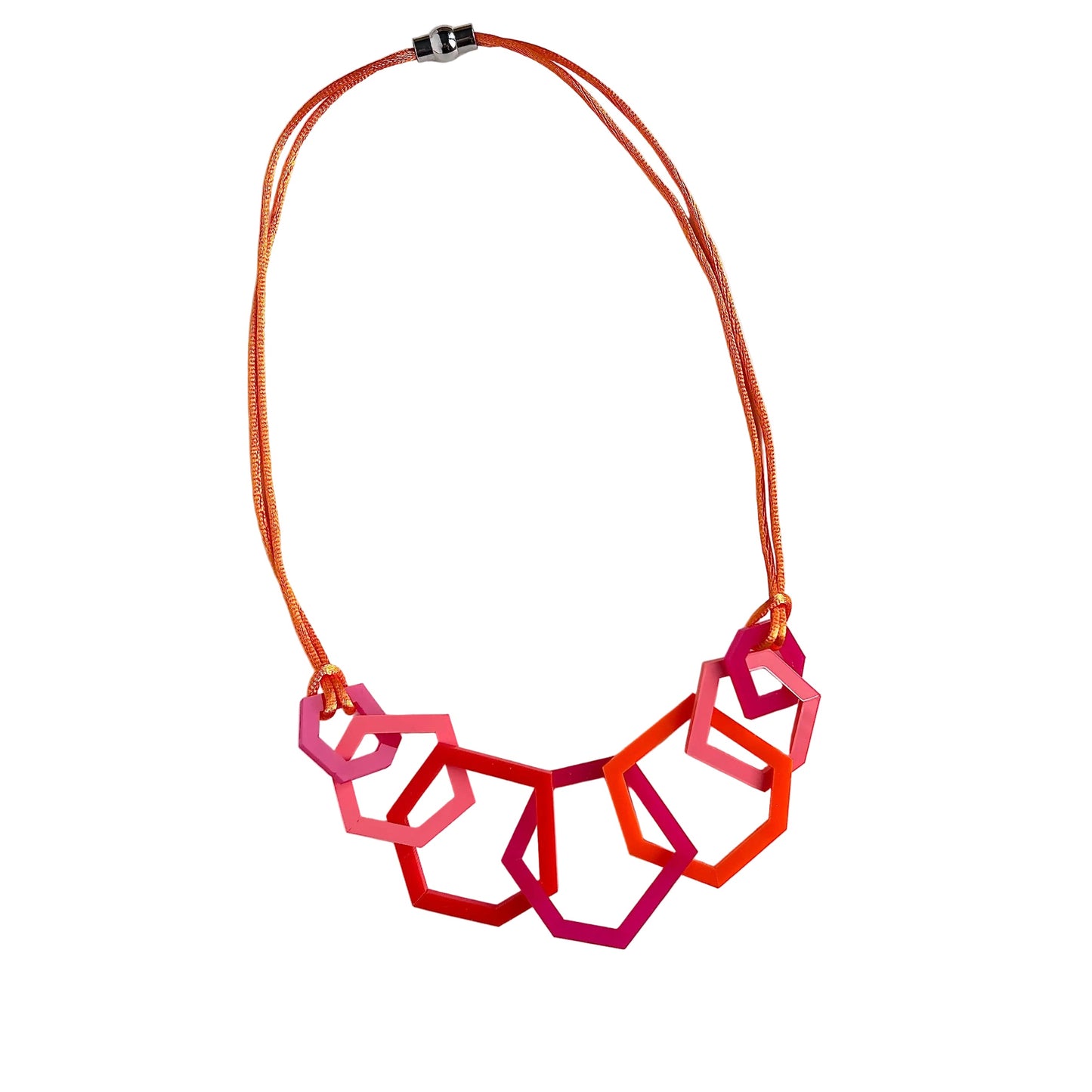 Red, Pink and Orange Geometric Acrylic Necklace