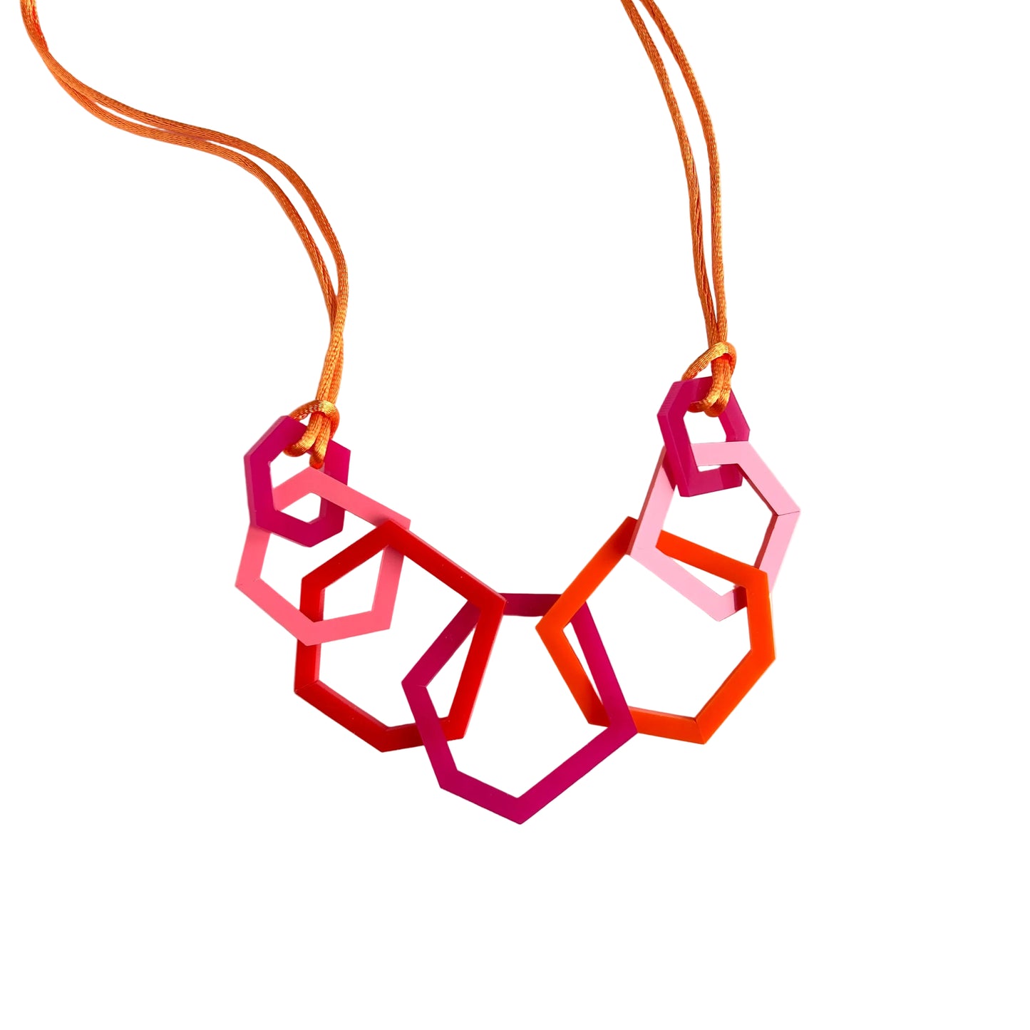 Red, Pink and Orange Geometric Acrylic Necklace