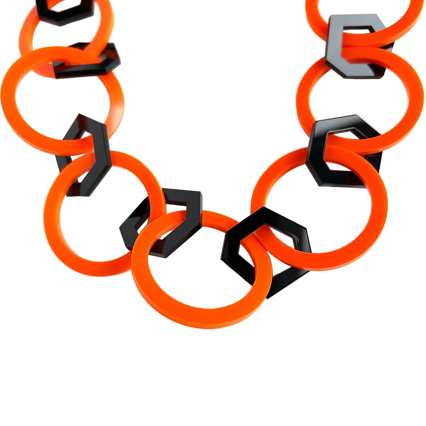 Red and Black Geometric Acrylic Chain Necklace.