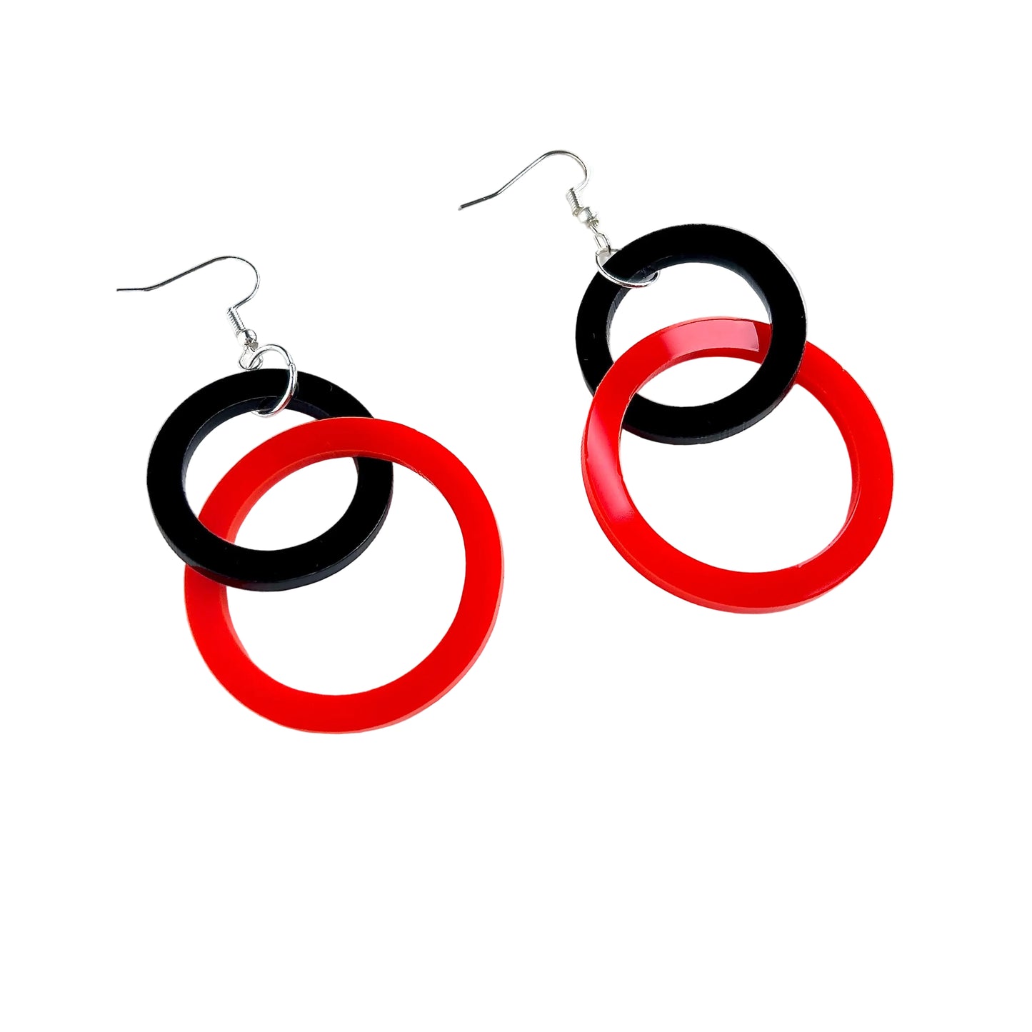 Red and Black Circle Acrylic Drop Earrings (Copy) (Copy)