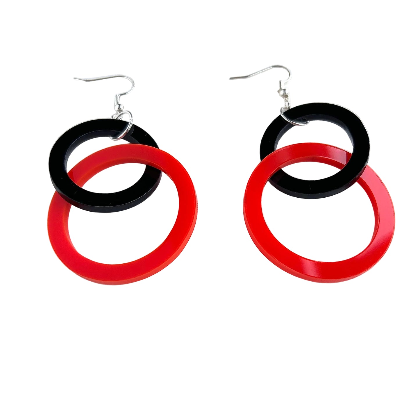 Red and Black Circle Acrylic Drop Earrings (Copy) (Copy)