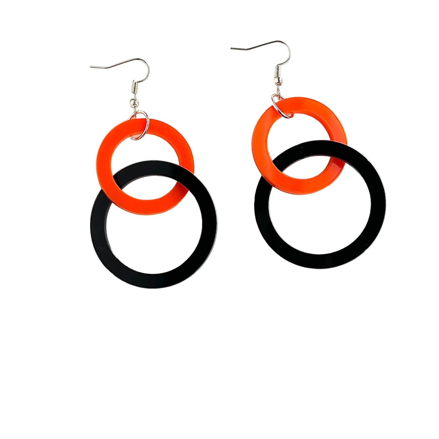 Black and Orange Circle Acrylic Drop Earrings (Copy) (Copy)