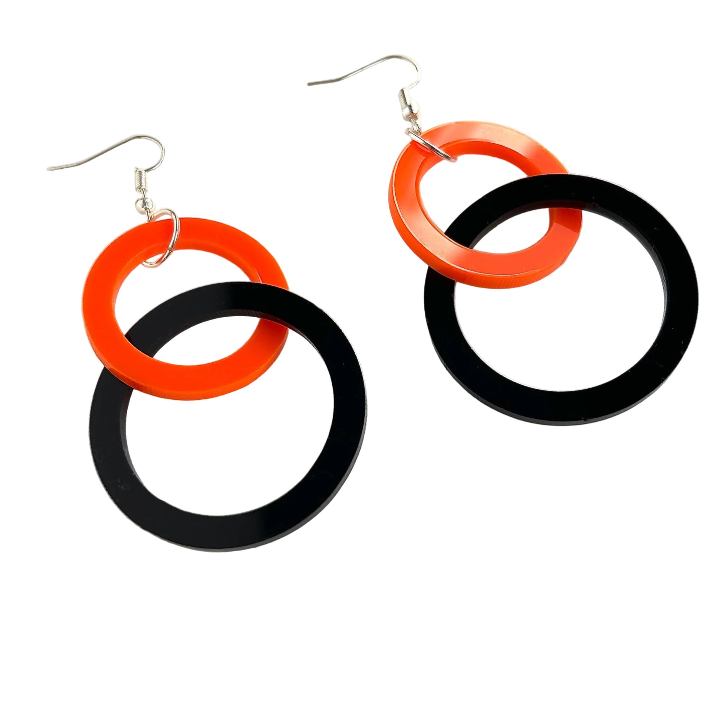 Black and Orange Circle Acrylic Drop Earrings (Copy) (Copy)