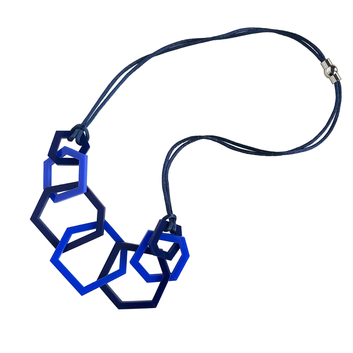 Navy and Royal Blue Hexagon Acrylic Necklace. (Copy) (Copy)