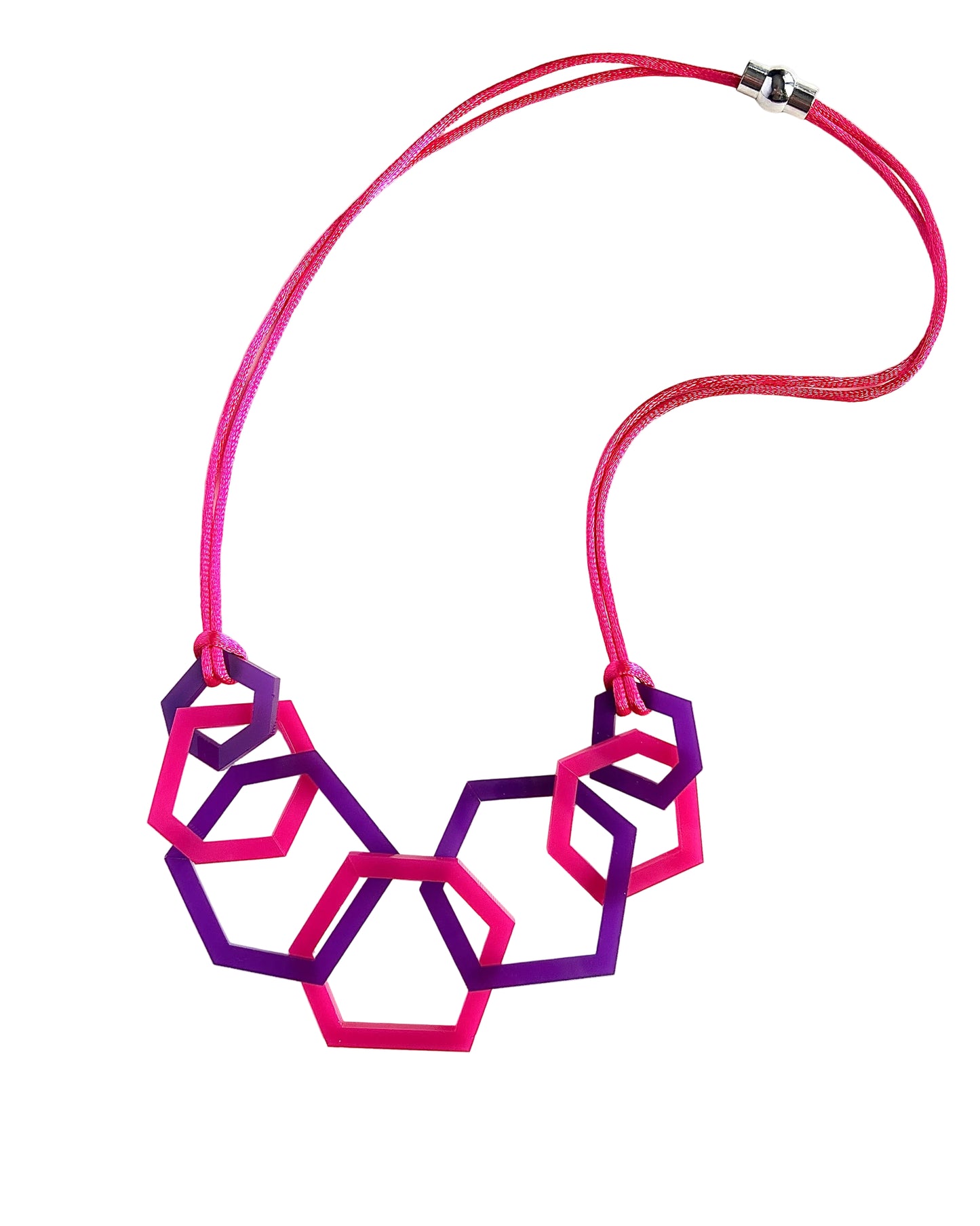 Purple and Fuchsia Pink Hexagon Acrylic Necklace. (Copy)