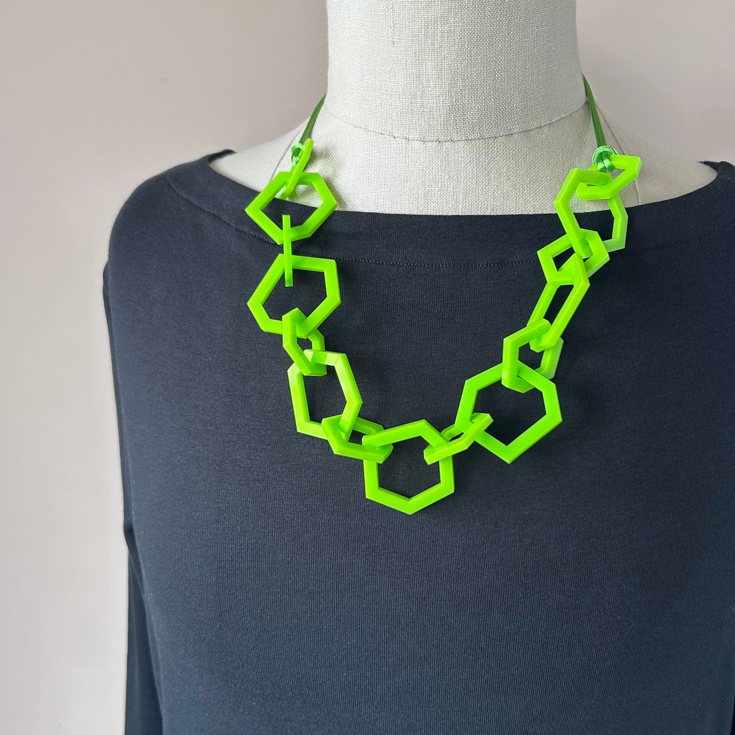 Lime Green Acrylic Chain Necklace.