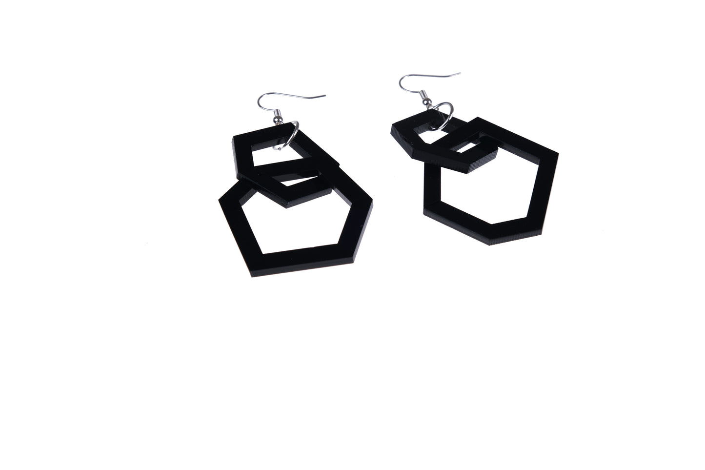 Black Geometric Acrylic Drop Earrings