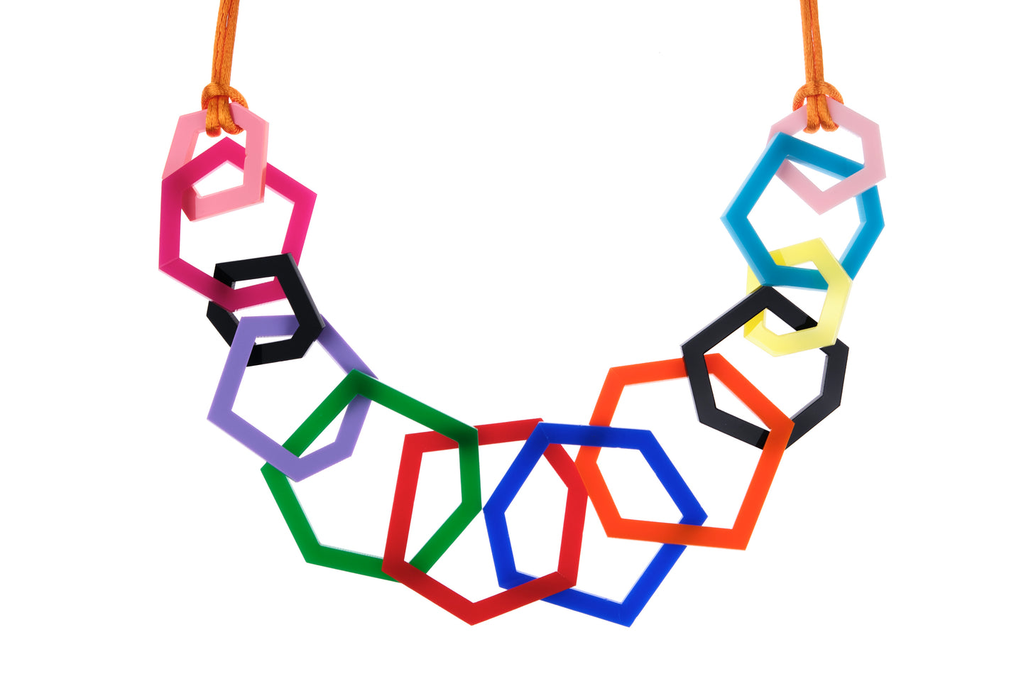 Rainbow Colour Geometric Statement Acrylic Necklace.