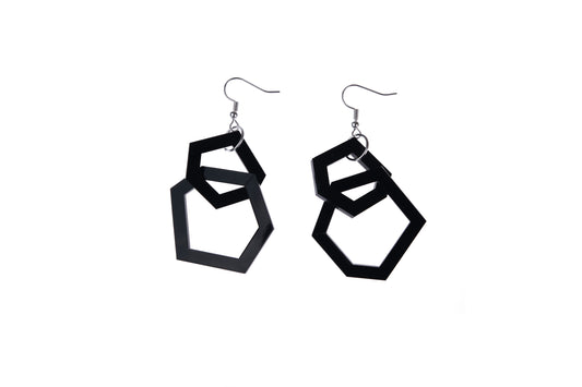 Black Geometric Acrylic Drop Earrings