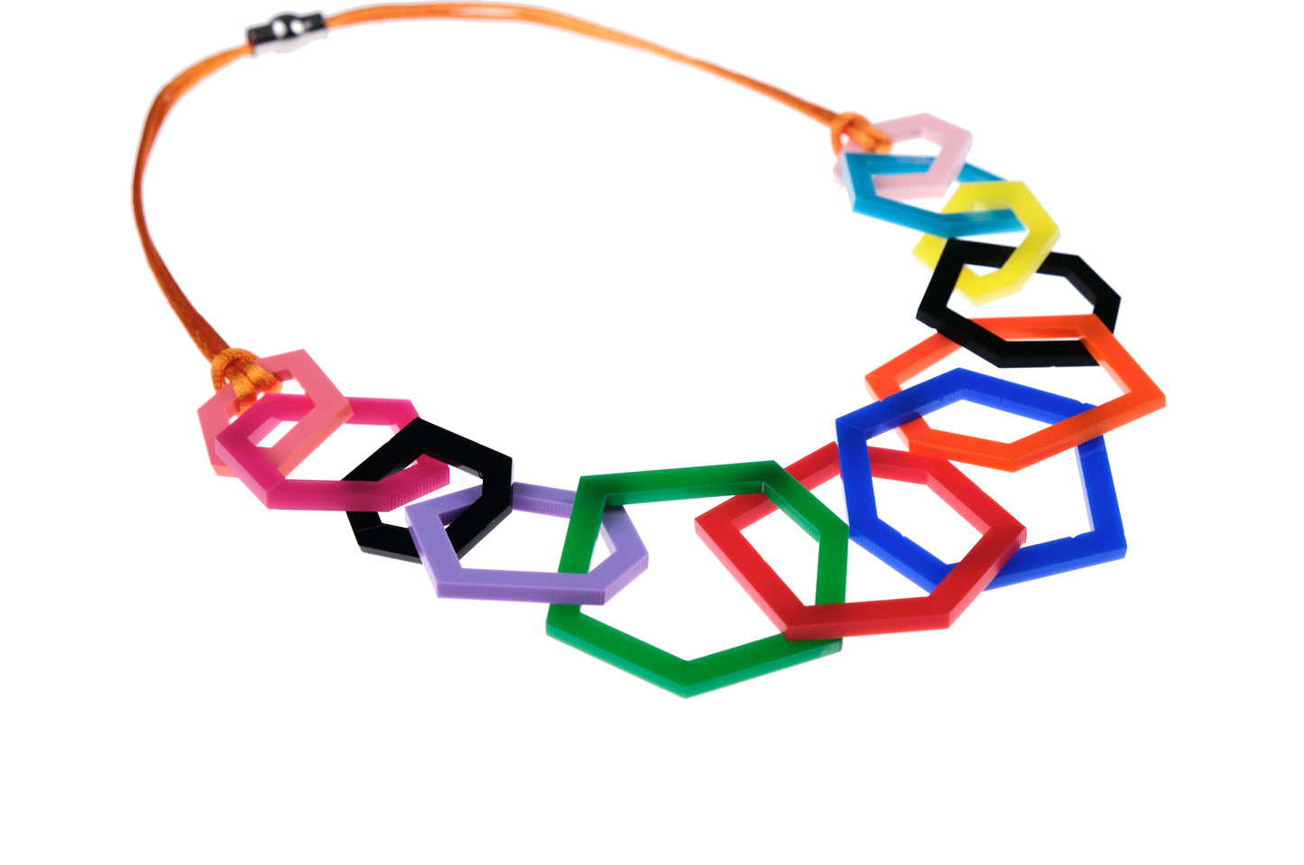 Rainbow Colour Geometric Statement Acrylic Necklace.
